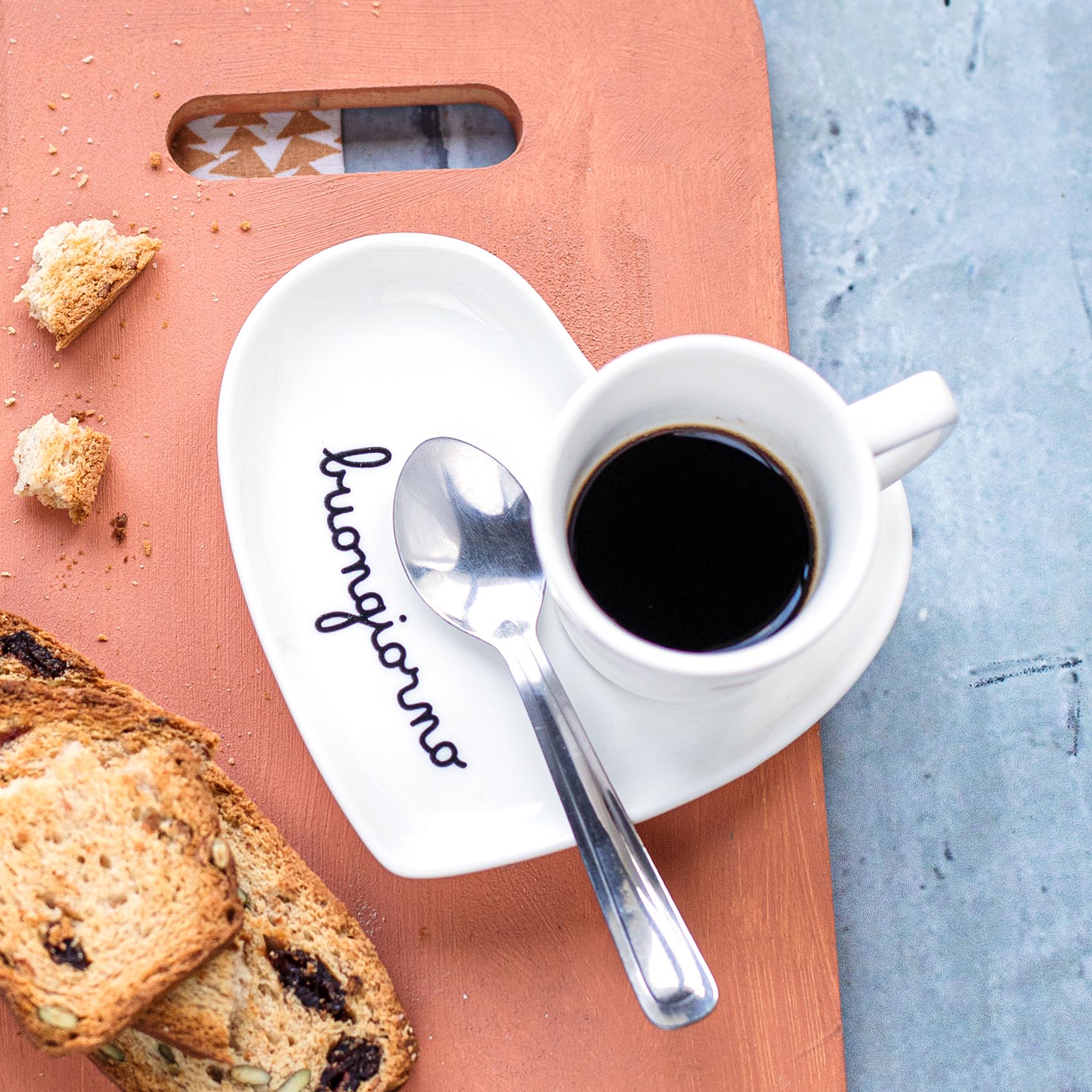 Set 2 Piattini cuore per tazze espresso Buongiorno