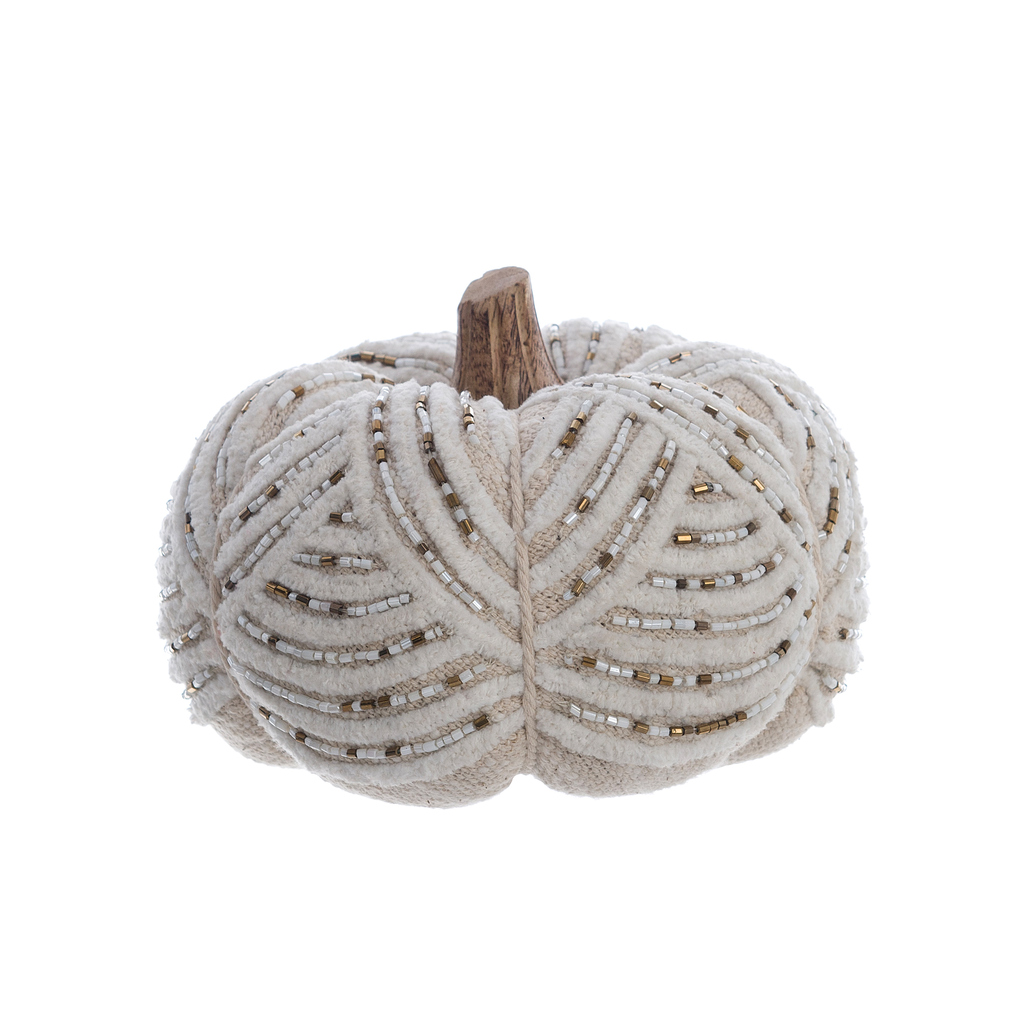 Decorazione zucca piccola in cotone e  Perline